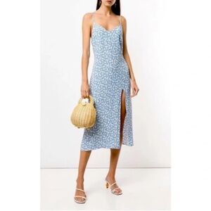 American Eagle Blue Floral Cowl Neck Midi Slip Dress size Small